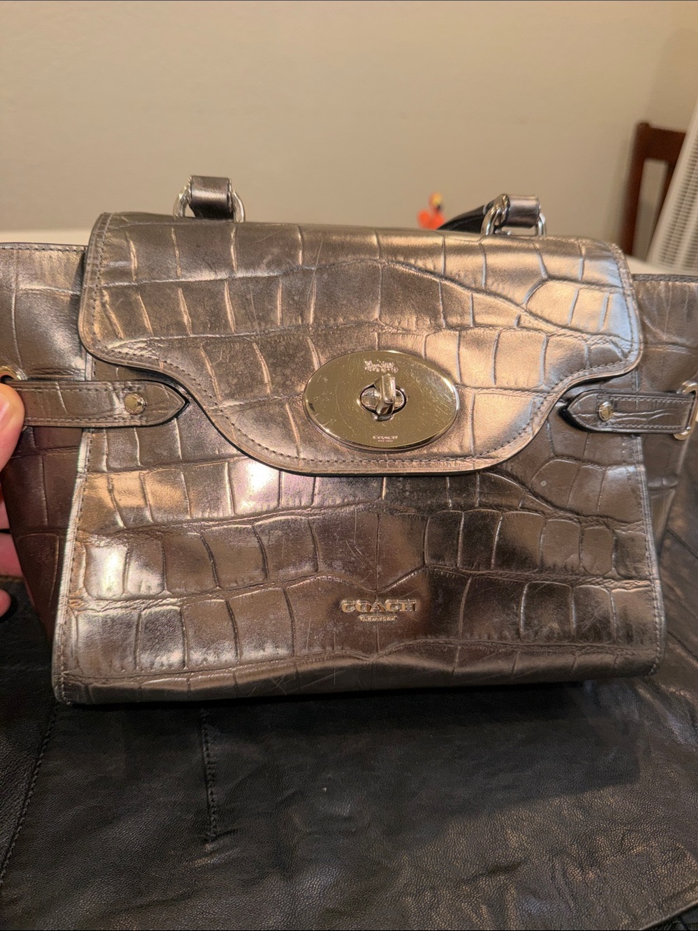 Coach Metallic Croc-Embossed purse GUC